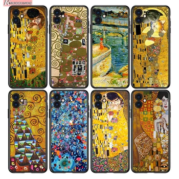 Sarutul De Gustav Klimt Silicon Cover Pentru Apple iPhone 13 12 Mini 11 Pro XS MAX XR X 8 7 6 Plus SE Caz de Telefon