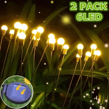 2 Pachet LED Lumini în aer liber Solar rezistent la apa foc de Artificii Firefly Lumini de Gradina Peisaj Lampă Solară pentru Anul Nou Decor de Crăciun