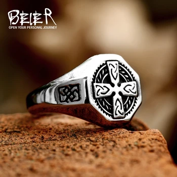 BEIER 2023 Noul Design Special Viking Valknut Celtic Cross Ring Pentru Bărbați 316L din Oțel Inoxidabil Retro Moda Bijuterii Cadouri pentru Barbati
