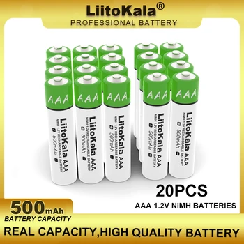 20 pces liitokala aaa 1.2 v 500mah bateria recarregável nimh adequado para brinquedos, ratos, escalas eletrônicas, etc. atacado