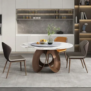 Lux luminos rock placa masă rotundă cu platan de familie luat masa designer Italian masă, scaun combinație masă rotundă