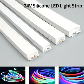 Silicon flexibil 12v/24v cu LED-uri Impermeabil Bandă de Lumină Moale Gel de Siliciu Lampă Tub 1m - 5m cu LED-uri de Lumină de Bandă IP67 Neon Coarda