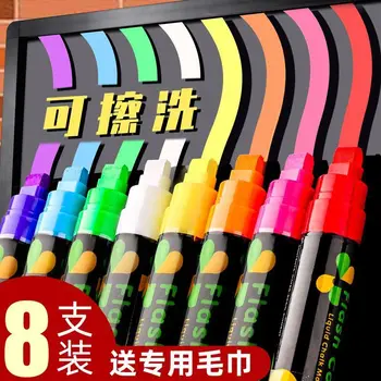 Lichid Creta Fluorescente Led Bord Special Pen Ecran Fluorescent Panou De Culoare Gros Largă Cap Negru De Sticlă Colorate Pen