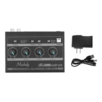 Muslady AMP-14 4-Canal Amplificator pentru Căști Stereo Compact Amplificator pentru Căști cu RCA/6.35 mm/3,5 mm de Intrare de Control al Volumului