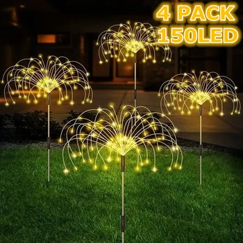4 Pack 150LED Solare Artificii, Lumini Impermeabil în aer liber DIY Forma Lampă Flash Șir de Lumini de Basm pentru Peisaj de Grădină masina de Decor