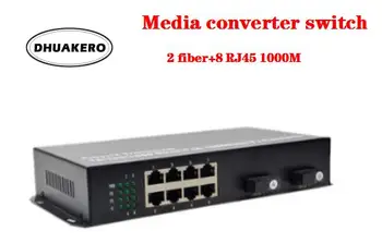 transport gratuit AB298 Fibra Optica Media Converter de Emisie-recepție SM 2 fibre+ 8 RJ45 1000M Switch POE