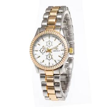 Femei Ceasuri De Moda Din Oțel Inoxidabil De Aur Bărbați Cuarț Ceas Doamnelor Rochie Ceasuri Relogio Feminino Trei Ochi Decora Ceasuri
