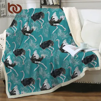 BeddingOutlet Păsări Arunca Pătură Struți Pătură Moale Acuarelă Personalizate Pătură Pene De Imprimare Mantas De Cama