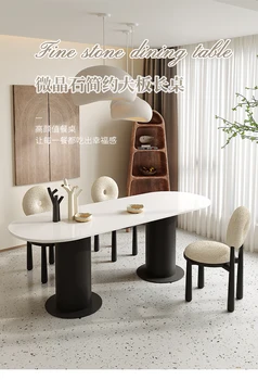 Fibrelor cu microcristale de masă de înaltă calitate vilă curte oval italiană minimalist colț combinație de mese si scaune