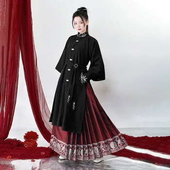 Noi Hanfu Haine Pentru Femei Adulte Tradițională Chineză de zi cu Zi Rochie Haina Tricou Fata de Cal Costum Fusta Dinastiei Ming Costume DQL7945