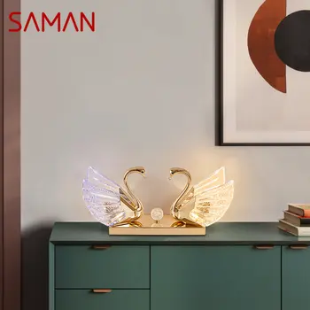 SAMAN Modern Cristal Swan Lampă de Masă Creativ Design de Birou LED-uri Lumina de Decor Pentru Casa Living