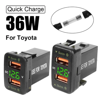 12-24V Voltmetru Dual USB Adaptor Pentru Toyota de Încărcare Rapidă Pentru Telefonul Mobil QC Priza Auto Incarcator LED Accesorii Auto