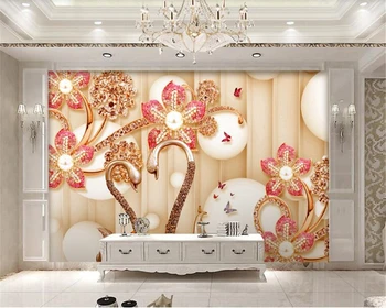 beibehang gazete de perete decor acasă 3D bijuterii hudas frumusete diamond swan flori living perete de fundal papel de parede 3d