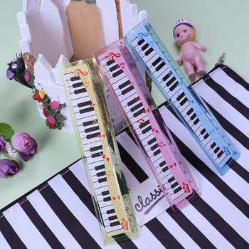 3 Buc/set Drăguț 15cm Note Muzicale Pian Tastatură din Plastic Drept Conducători Marcaj Elev de Școală de Desen Schiță Cadou de Papetărie