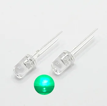 100buc /lot Transparente Rotunde de 5mm super-luminos apa limpede Lumină verde LED becuri cu diode electroluminiscente F5