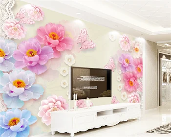 Tapet personalizat 3D tridimensional de relief rose pearl Europene retro bijuterii de lux living dormitor TV de perete de fundal