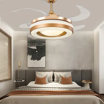 Led Ventilator de Tavan Pandantiv Lampa Candelabru Nordic simplu de uz casnic moderne liniștită aur camera de zi dormitor 36 inch