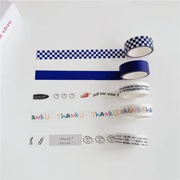 1 buc Ins Carouri Albastre Washi Tape Simplu Stil de Etanșare Autocolant Student DIY Decor Creativ Papetărie Mascare Banda Decorativa 5M