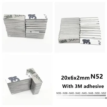 Magnet Neodim N52 20*6*2 mm adeziv 3m magnet 20x6x2 mm magnet Neodim magnet 20mm x 6mm x 2mm