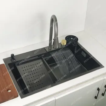 Chiuveta de bucatarie din Otel Inoxidabil Topmount Chiuveta chiuveta Cu Cascada Robinet Multifuncțional cu sticla de spălare