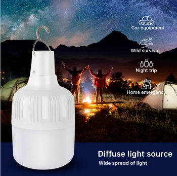 Reîncărcabilă Camping LED 60 80 100W Portabile de Urgență Bec LED Lampa USB Bec Piața de Noapte de Curent Super-Luminos Ploaie