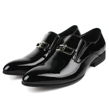 2023 Nou Set Picior Rochie din Piele Pantofi Barbati de Vacă din Piele de Brevet a Subliniat Toe Trend Pantofi pentru Bărbați