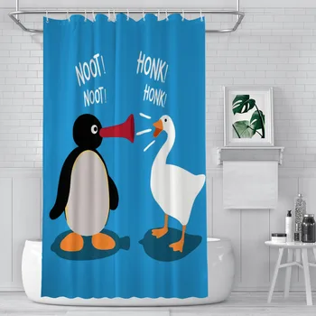 Claxona Perdele de Dus Pingu Noot Panga Pinguin TV Impermeabil Tesatura Amuzant Decor Baie cu Cârlige Accesorii pentru Casa