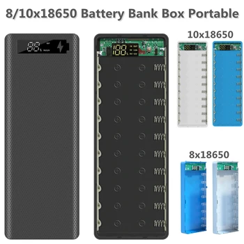Display mare 10/8*18650 Baterie Cutie de Depozitare Dual USB Power Bank Caz DIY Caz 10*18650 Baterie Suport Cutie PD QC3.0 De Încărcare Rapidă