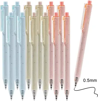 12 Pack Cute Gel Pixuri cu Cerneală/Retractabil Destul de Premium Pix Jurnalizare Pen 0.5 mm Bine Punctul Negru de Cerneală Pixuri pentru Birou, Scoala