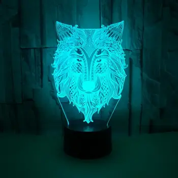 Wolf 3d Lampa Șapte pline de Culoare Touch de la Distanță Controlate de Led-uri Vizuale de Iluminat Lampa de Masa Creative Animal Cadou Lămpi de Masă