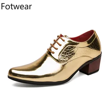 Nunta Oxfords Barbati Marime Mare Moda Rochie De Pantofi Dantela-Up Piele Formale Designer De Încălțăminte Părți De Aur Negru Adult Pantofi Cu Toc
