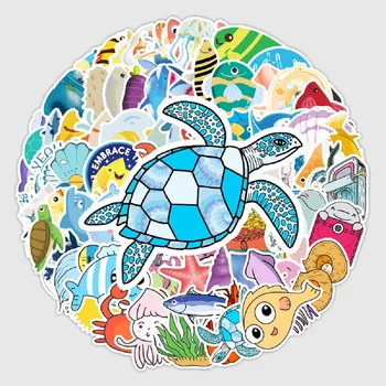 100BUC Ocean Drăguț Lume de Plante de Corali, Meduze Autocolant Impermeabil Desene animate Pesti de Mare Autocolante Animale Copii DIY Album Decalcomanii