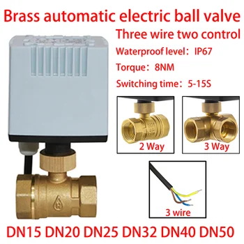 Automat minge electric de acționare a supapei de AC 220V trei fire doua-de control 2-way 3 cai filet interior DN15 DN20 DN25 DN32 DN40 DN50