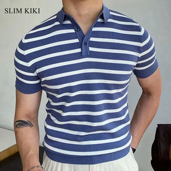 Mens De Tricotat Stretch Polo Shirt Usoare Tricou Dezbrăcat De Golf Haine Chic Casual Respirabil Mens Haine De Designer Bluza