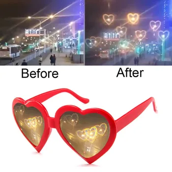 2021 Creativ Forma de Inima de Difracție Ochelari în formă de Inimă Efect Special Ochelari Uita-te La Luminile se Schimba Pe timp de Noapte Ochelari de vedere
