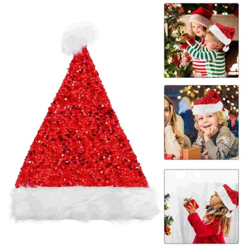 Pălărie Moș Crăciun Pălării De Pluș Articole Pentru Acoperirea Capului Adult Crăciun Redcap Ornamente De Vacanta M-Am Simtit Mic Tricotate Strălucitoare Sequinparty Elemente De Recuzită