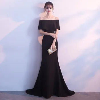 Unul-umăr rochie de seara de sex feminin 2020 nou doamnelor negru banchet gazdă sexy slim de slabit coadă de pește secțiunea lung