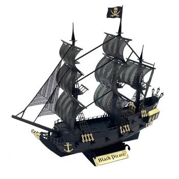 DIY Hârtie Miniatură Clădire Kit Black Pearl Nava Pirat 3D Model Casa de Păpuși Jucării Puzzle-uri pentru Copii Cadouri