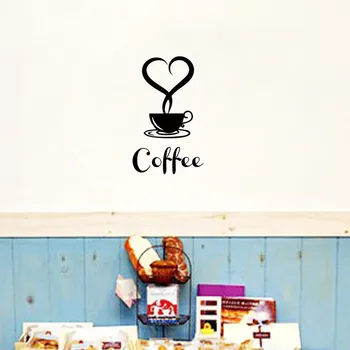 Cafea Place Cupa Arta de Perete Decal Bucătărie, Cafenea, Magazin de Decor Detașabil Cafea Iubitor de Autocolant Inima Cana de Perete Poster de Arta AZ328