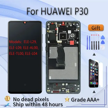 Pentru HUAWEI P30 ELE L29 L09 L04 ecran LCD de asamblare cu fața caz atingeți sticla, Negru original Aurora Respirație Cristal