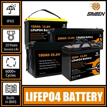 LiFePO4 Baterie 200AH 100AH 50AH 12V 24V Built-in BMS Litiu Fosfat de Fier Baterie Reîncărcabilă RV Bărci cu Motor Stivuitor