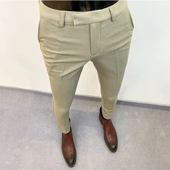 2023 Costum Barbati Pantaloni Pantaloni Formale de Înaltă Calitate Culoare Solidă de Afaceri de Moda Casual, Slim Fit Pantaloni Îmbrăcăminte pentru Bărbați Pantaloni Rochie