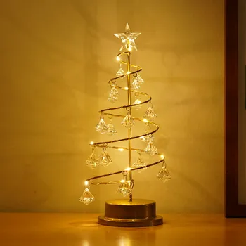 Pomul de crăciun de Lumină LED-uri Lampă de Masă Cu Christal CONDUS Acasă Dormitor Desktop Lumini Decor